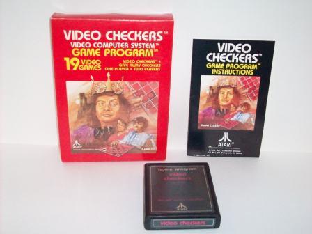 Video Checkers (text label) (CIB) - Atari 2600 Game